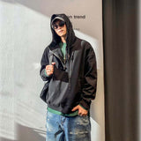 Men Jacket Autumn Half Zipper Hoodie Casual Wild Pullover Sweatshirt Glasses Cardigan Long Sleeve Jackets Hoodies