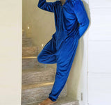 Men Pajamas Jumpsuits Velour Homewear Solid Hooded Long Sleeve Zipper Rompers Men Pockets Leisure Sleepwear S-5XL