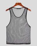 Foesce Party Nightclubs Style New Men's Sparkling Waistcoat Sexy Stylish Male See-through Mesh Sleeveless Vests S-5XL  Tops 2023