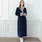 Women Winter Plus Size Long Warm Flannel Bathrobe Men Kimono Velvet Bath Robe Bride Dressing Gown Lovers Robes Night Sleepwear