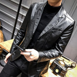 Men Leather Suits Jackets Blazers Jackets Coats New Fashion Male Slim Fit PU Leather Overcoats Blazers Jackets Coats