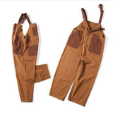 Foesce Overalls Orange Brown Suspender Pants Two-Sided Wear Couple Jumpsuits  Loose Straight Cargo Pants Japanese Artistic Jumpsuits Pa