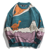 Harajuku Cartoon Little Dinosaur Knitted Sweater Men Winter Sweater  Women Vintage Pullover Casual Japanese Streetwear Unisex