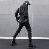 Techwear Overalls Black Cargo Pants Men Dark Wear Men's Cargo Trousers Male Tactical Clothing Men's Sets Streetwear