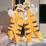 Foesce Couples Pajamas Jumpsuits  Women Men Adult Winter Thicken Hoodies Pyjamas Sleepwear Anime Cat Korean Loose Onesie Soft Warm Home