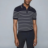 Foesce Men’s Short Sleeve Knit Sports Shirt Modern Polo Shirts Vintage Classics Stripes Knitted Buttoned Shirt Men's Clothing Golf Wear