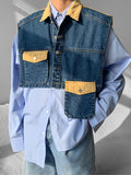 Men's Coat Denim Sleeveless Vest Male Tank Tops Cropped Top Men Patchwork Casual Outerwear Korean Streetwear Hip Hop