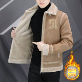 Autumn Winter Men's Leather Jackets Suede Collar Motorcycle Jacket Fur Integration Coat Social Casual Overcoat Men Clothing