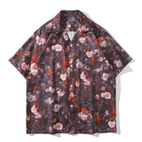 Fashion Leisure Hong Kong Style Retro Floral Short Sleeve Shirt Blouse Tops Men Summer Hot Selling Shirt for Men Women