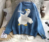 Cute Duck Goose Cartoon Sweater Autumn Winter Men Pullovers Women Knitted Jumper Sweaters Couple Japanese Streetwear