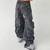 Foesce Camo Cargo Pants Men High Waist Patchwork Pockets Camouflage Cargo Trousers Male Clothing Fashion Streetwear Hip Hop