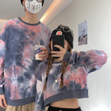 Tie dye sweatshirt women spring and autumn Korean version ins loose couple tops Harajuku trend College style round neck clothes