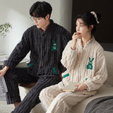 Foesce Pajamas for Couples Set Thick Warm Coral Fleece Homewear Winter Men's Flannel Soft Casual Sleepwear Women Home Suit