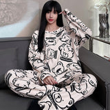 Big Size Pajamas Set for Couple Autumn Long-sleeved Pants Two Piece Sleepwear Spring Plus Size Loungewear Cotton Nightwear New