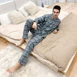 Men Pyjamas for Autumn and Winter Men's Ground Plush Cloth Flannel Warm Long Sleeved Long Pants Homewear Suit Men Pyjama Sets