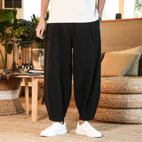 Japanese Loose Men's Cotton Linen Pants Male Summer New Breathable Solid Color Linen Trousers Fitness Streetwear Plus Size M-5XL