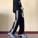 Foesce Men's Sports Pants Harajuku Fashion Drawstring Side Stripe Baggy Large Size Casual  Trousers Outdoor Streetwear