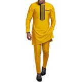 Foesce Summer New Dashiki National Dress African Men's Printed Top And Trousers Suit Wedding Dress Sunday Prayer Casual Slim Suit