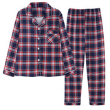 Long Sleeve Cardigan Sleepwear Clothes with Long Trousers Two Piece Sets Ladies Plaid Design Shirt Pajamas Home Pyjamas Women