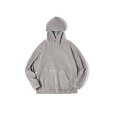 Maden Casual Fleece Hooded Sweatshirts Thickened Warm Stacked Pullover Solid Color Hoodies Men Loose Sweater Fashion Streetwear