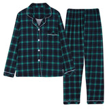 Long Sleeve Cardigan Sleepwear Clothes with Long Trousers Two Piece Sets Ladies Plaid Design Shirt Pajamas Home Pyjamas Women