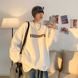 Foesce 100% Cotton High Quality Round Neck Men's Sweatshirt Harajuku Letter Print Hip Hop Autumn and Winter New Loose Couple Streetwear