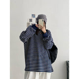 Foesce Hip Hop Short-sleeved T-shirt Women T Shirt Couple Japanese Simple Striped Half-sleeved Summer Korean Loose Student Black Top