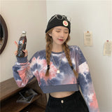 Tie dye sweatshirt women spring and autumn Korean version ins loose couple tops Harajuku trend College style round neck clothes