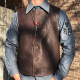 European Mans Wedding Blazer Vest Coat Cowhide Casual Man's Weskit Vest 4XL Vintage Motorcycle Man's Waistcoat Genuine Leather