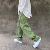 Foesce Korean Fashion Men Jeans Purple Green Loose Straight Vintage Casual Streetwear Skateboard Dance Denim Cargo Baggy Pants