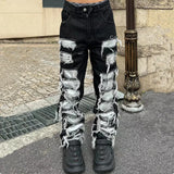 Foesce Ropa Grunge Y2K Streetwear Baggy Stacked Ripped Jeans Pants Men Clothing Straight Washed Blue Denim Trousers Pantaloni Uomo