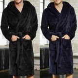 Foesce Plush Long Flannel Bath Home Male Sleepwear Clothes Robe Casual Robe Warm Man Mens Lounge Nightgown Winter Sleeve Bathrobe Shawl