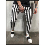 Foesce New Mens Black White Striped Casual Pants Autumn Fashion Joggers Sweatpants Men Track Pants Man Trousers Pantalones Hombre