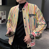 Letter Embroidery Jacket Coat Colorful Casual Mens Coats Fashion Slim Fit Man Jackets Fall Male Jacket Jaqueta Motoqueiro