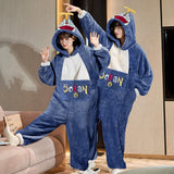 Foesce Couples Pajamas Jumpsuits  Women Men Adult Winter Thicken Hoodies Pyjamas Sleepwear Anime Cat Korean Loose Onesie Soft Warm Home