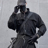 Techwear Overalls Black Cargo Pants Men Dark Wear Men's Cargo Trousers Male Tactical Clothing Men's Sets Streetwear