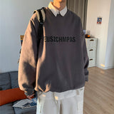 Foesce 100% Cotton High Quality Round Neck Men's Sweatshirt Harajuku Letter Print Hip Hop Autumn and Winter New Loose Couple Streetwear