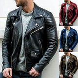 Foesce Motorcycle Pilot Windproof Leather Jacket Fashion Casual Men Designer Punk Wind Oblique Zipper Design Men's Jacket Leather Coat