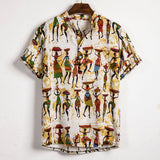 Foesce Summer New Short Sleeve Floral Hawaiian Shirt Men Half Placket Collar Beach Shirt Men Casual Holiday Vacation Clothing 3XL