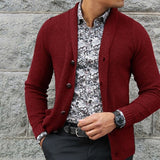 Men's Cardigan Single-breasted Knit Sweater Harajuku Coats Streetwear Male Slim Fit with Lapels Can Be Worn Outside