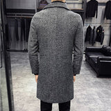 Men's Thick Wool Blends Trench Long Casual Top Coats Fashion Warm Coat Lapel Collar Overcoat Plus Size 5XL Male Slim Windbreaker