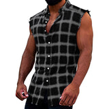 5 Colors Hot Sale Men's Summer Shirts Fashion Casual Plaid Print Buckle Sanding Sleeveless T Shirt Vest Simple Daily Tops