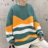 Men Pullover Sweater Autumn New Fashion Casual Loose Thick O-Neck Wool Knitted Oversized Harajuku Streetwear Knitwear Tops