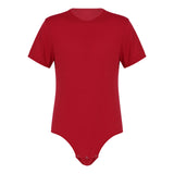 Mens Adults Press Crotch T-shirt Bodysuit One Piece Lingerie Adult Babies Diaper Lovers Pajamas Round Neck Short Sleeves Romper