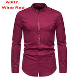 Foesce Men's Royal Blue Dress Shirts Brand Banded Mandarin Collar Shirt Male Long Sleeve Casual Button Down Shirt with Pocket 2XL