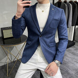 Foesce Leather Jacket Blazer Men Casual Slim Blazer Hombre Suit Leather Jacket Men Terno Masculino Men Clothing 6 Color