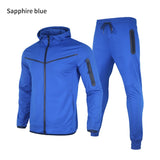 Logo custom Men's Spring Zipper Jacket Long Pants 2 Piece Set Male Casual Hooded Solid Sportswear Sets Autumn Gyms Sweat Suits