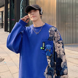 Hybskr Streetwear Contrast Color Bear Printed Men Sweatshirts Harajuku Oversized Autumn Male Pullovers Patchwork O Neck Hoodies