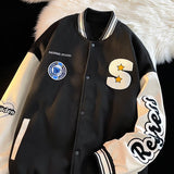 Mens Jackets Retro Letter S Embroidered Baseball Uniform Women Tide Autumn New Loose Couple Street Winter Bomber Jacket Men