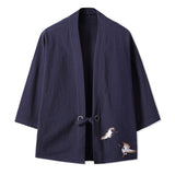 Crane Embroidery Haori Kimono Harajuku Japanese Style Plus Size Men Samurai Costume Yukata Asian Clothes Cardigan Women Jacket